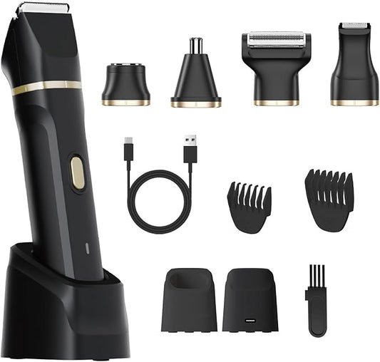 ele ELEOPTION Electric Razors for Women 5-in-1 Waterproof Wet Dry Electric Shaver with USB Charge Dock, Legs Hair Remover, Body Shaver for Beard Bikini Trimmer for Women Black