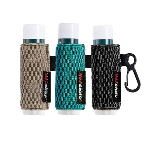 3PCS Lip Balm Holder Sleeves Keychain Lipstick Sleeves Lip Gloss Holder Keychain Chapstick Elastic Sleeves(Black/brown/Green)