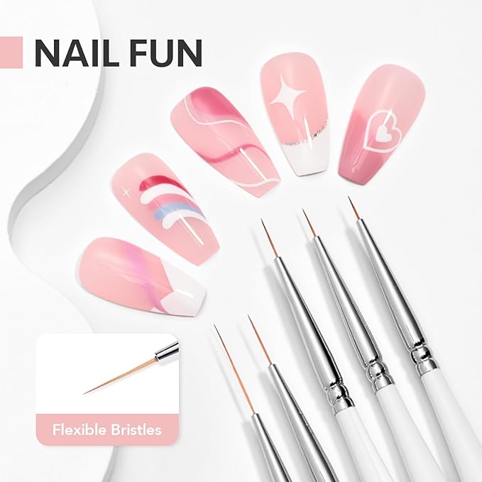 GAOY 5 Pcs Nail Art Liner Brushes, Thin French Liner, Nail Design Tools for Nail Detail Painting, for Nail DIY