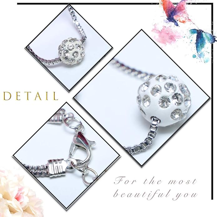 Bohemian Multi-layer Necklace Full Rhinestone Ball Pendant Fashion Silver Necklaces Chain Jewelry For Woman and Girls