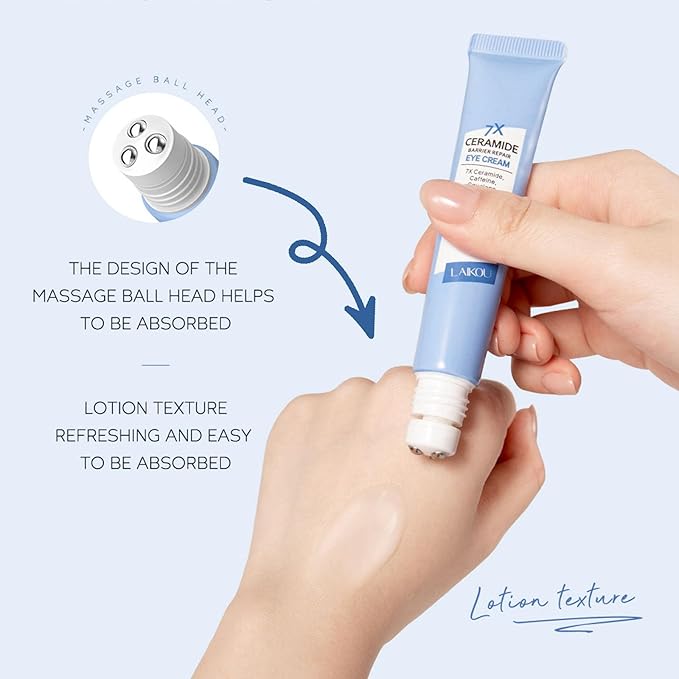 Ceramide Under Eye Cream, Hydrating Eye Cream, Eye Wrinkle Cream With Massage Head, Eye Cream Anti Aging, Dark Circle Eye Cream For Women & Men, eye moisturizer For All Skin Type