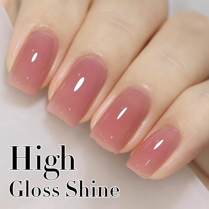 Double Rhythm 0.50 OZ Translucent Gel Polish Same Color Same Bottle Sheer Pastel Neutral Natural Milky 15 ML Jelly UV Nail Art DIY at Home (Pale Purple Pink-A1495)