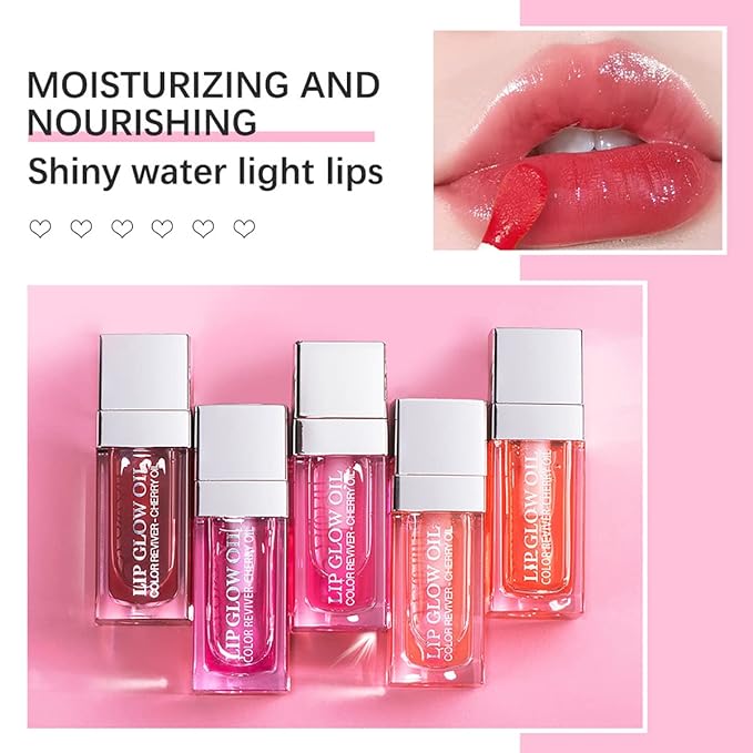3 Set Lip Oil Hydrating Tinted Lip Balm, Plump Lip Gloss Lip Care Transparent Toot Lip Oil Tinted, Glass Lip Glow Oil Fresh Texture & Non-sticky, Nourishing Repairing Lightening Lip Lines Lip Care Products
