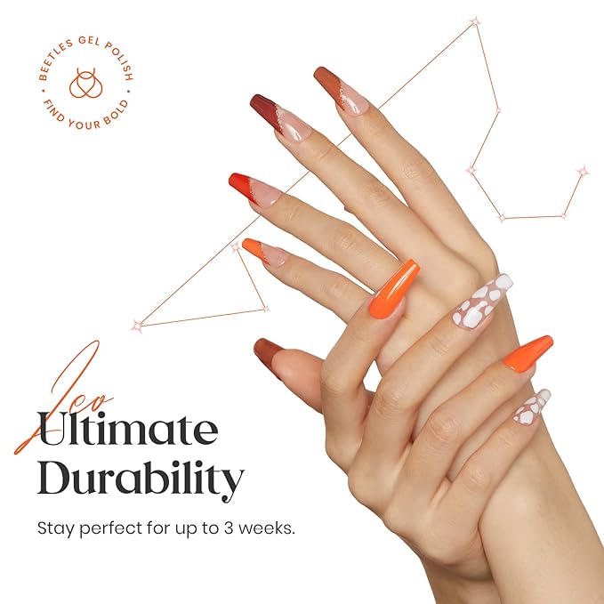 Beetles Fall Gel Polish Nail, 6 Colors Golden Empire Orange Yellow Brown Gel Polish Set Soak Off Uv LED Lamp Trendy Manicure Gel Nail Polish Kit for Girls Women