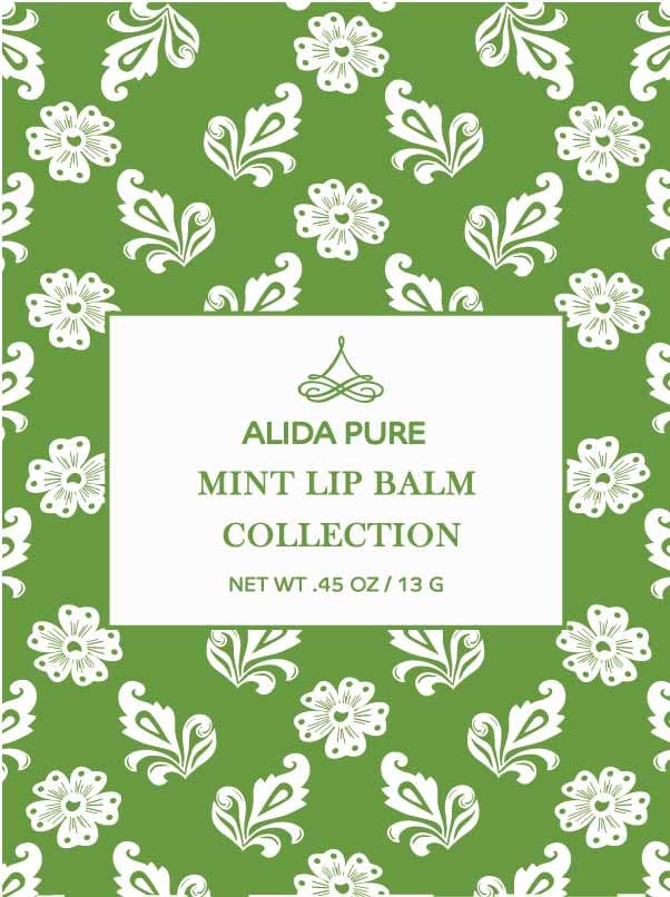 ALIDA PURE Mint Lip Balm Collection, Vegan Lip Balm, Beeswax Free, with Avocado Oil, Organic Jojoba Oil, and Vitamin E, for Dry, Chapped, or Cracked Lips, 3 Tube Set