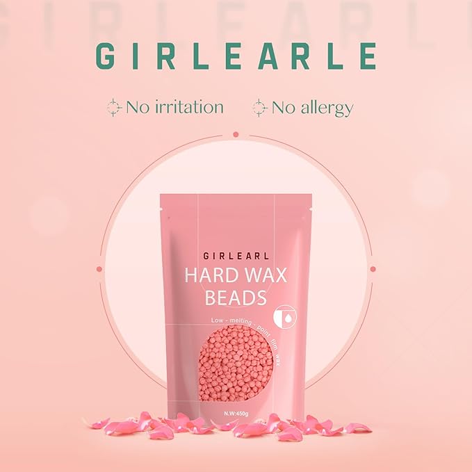 Hard Wax Beads, 1lb Wax Beans for Hair Removal Sensitive Skin with Rose Formula, Perfect for Full Body, Facial, Brazilian Bikini, and Legs at Home Wax Refill for Women Men (pink)