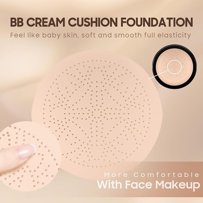 Air Cushion CC Cream Mushroom Head Foundation - Moisturizing BB Creams Foundation, Long-Lasting Waterproof Matte Concealer for Even Skin Tone (Nude, 1 PCS)