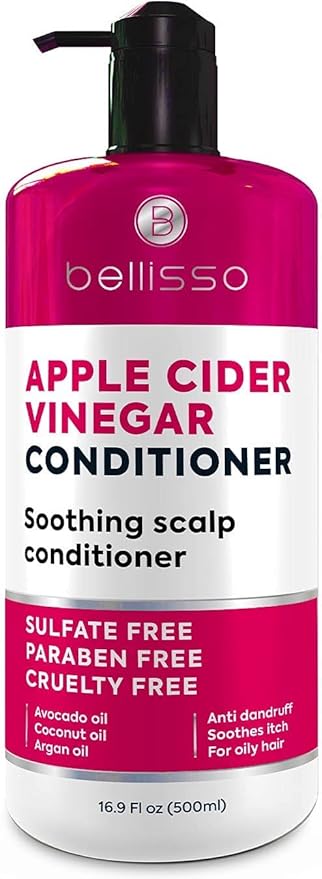 Apple Cider Vinegar Conditioner - Sulfate Paraben and Silicone Free - For Dry, Damaged and Oily Hair - Anti Dandruff Product for Fine Itchy Scalp Build Up - Cleansing Treatment for Women and Men