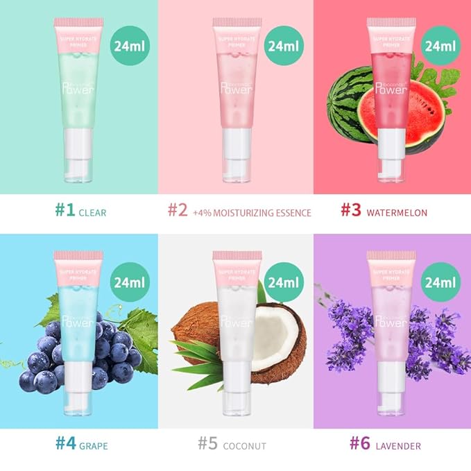 AKARY Gel-Based & Hydrating Face Primer For Smoothing Skin & Gripping Makeup with Vitamin E, Long-Wear Foundation Face Primer for Oil Control, Even Fine Lines, 0.81 Fl Oz, 05 Coconut