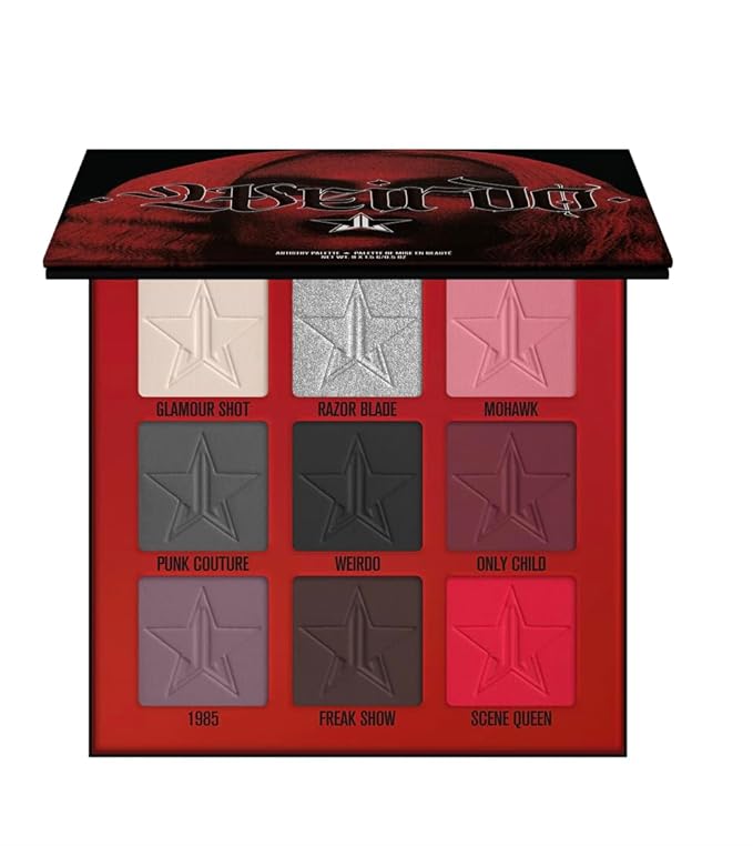 Jeffree Star Cosmetics Weirdo Mini Palette + Mini Controversy & Black Jeffree Star Approved Mascara Bundle of 3, Red