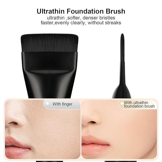 Flat Foundation Brush,Korean Makeup Brush Spatula Facial Brush for Liquid Foundation,Premium Face Makeup Brush for Blending Cream (Black)