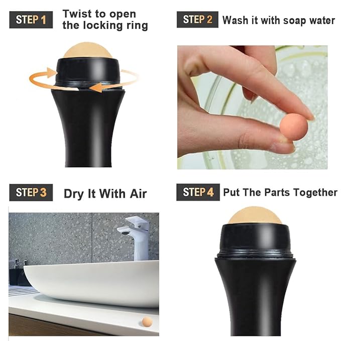 103 PCS Volcanic Roller Oily Skin Oil Control On The Go Volcanic Face Roller Oil Absorbing Volcanic Roller with Oil Blotting Sheet Paper for Oily Skin Care Oil Control Film Tissues(Type1)