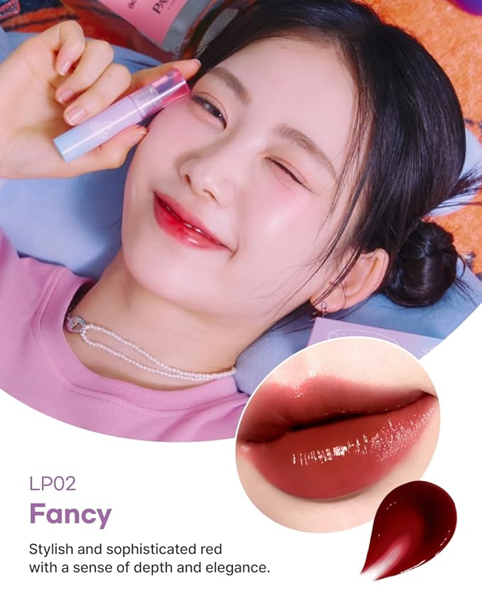 DEARMAY LA PISTE LIP TINT LP02 Fancy 0.14 oz. long lasting lip stain with glossy finish and lightweight texture, non sticky, hydrating formula with no flaking and glassy vivid tint, korean makeup