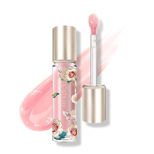 Catkin Lip Plumper Gloss, Tinted Lip Serum with Hyaluronic Acid & Jojoba Oil, Non-sticky Volumizing Hydrating Formula for a High Shine Maximum 3D Look, Plump & Soft Lips 0.12 Fl Oz - C06 Peach Jade