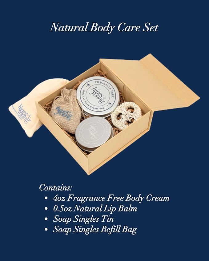 Hines+Young Natural Body Care Set - Contains our Fragrance Free Body Cream, Natural Lip Balm, Soap Singles Tin & Soap Refill Tin, Hydrate & Refresh, Natural Ingredients, Ideal Gift Set