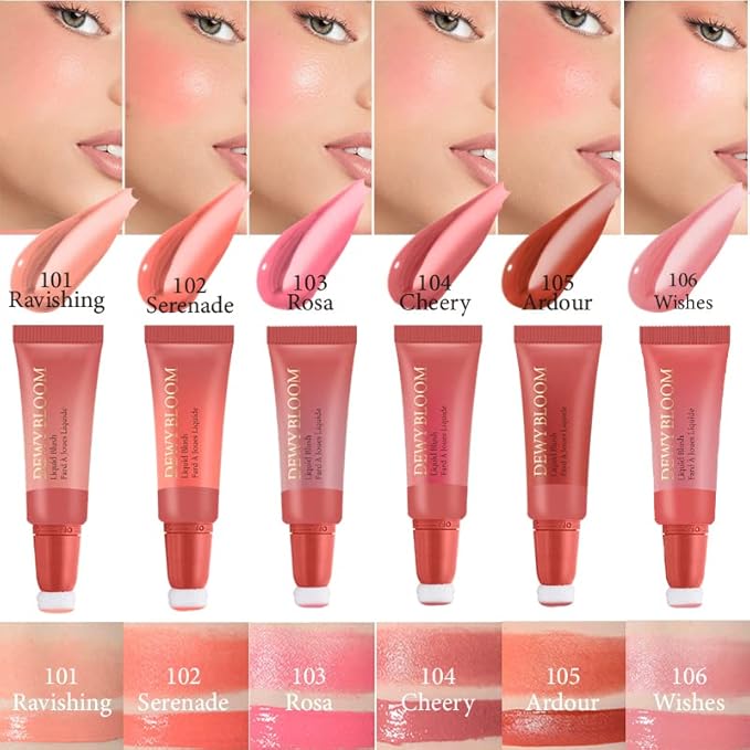 Blush Beauty Wand,Matte Face Blush Contour Wand with Cushion Applicator,Smooth Creamy Dewy Liquid Blush Wand,Blendable Blush Rouge Stick for Cheek,Cruelty-free,102 Serenade,Coral