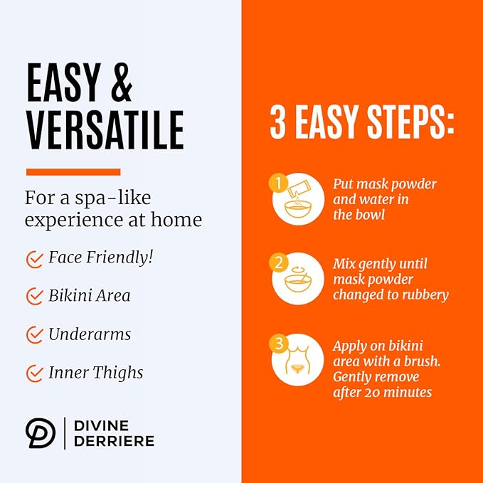 Divine Derriere Vajacial Hydrogel Mask - Premium Modeling Mask with Turmeric & Vitamin C - Deeply Purifying & Super Hydrating Facial and Vajacial Mask, Peel-Off Mask, Hydro jelly Mask Powder Kit