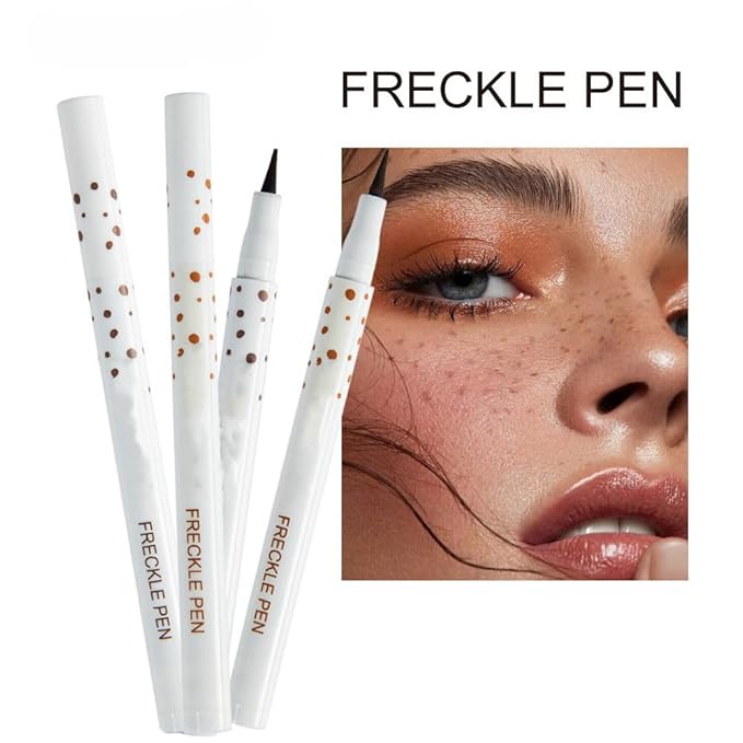 Freckle Pen 4 Colors Natural Freckle Pen Fake Freckle Pen Waterproof Long Lasting Soft Spots Natural Relaxing Sun Makeup (Light Brown)