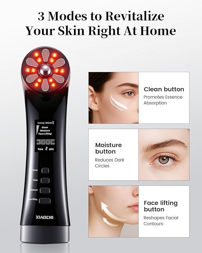 4-in-1 Facial Massager for Face & Neck – Skin Rejuvenation, Lifting & Tightening – Reduces Wrinkles & Puffiness, Enhances Infusion