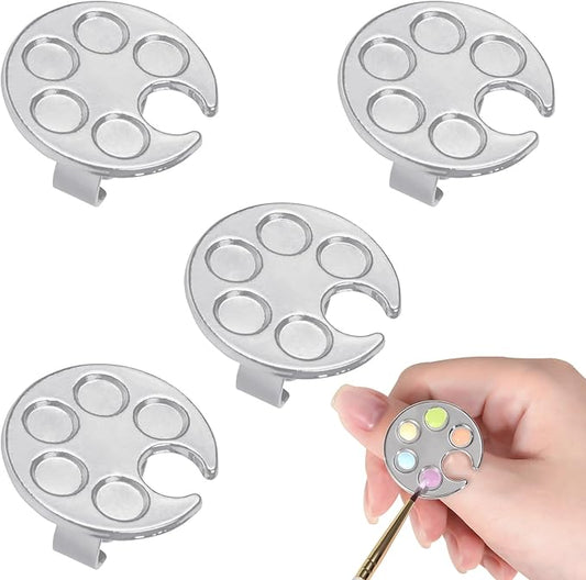 4 Pack Mini Nail Paint Art Palette Finger Rings Metal Manicure Palette Tools Makeup Palettes
