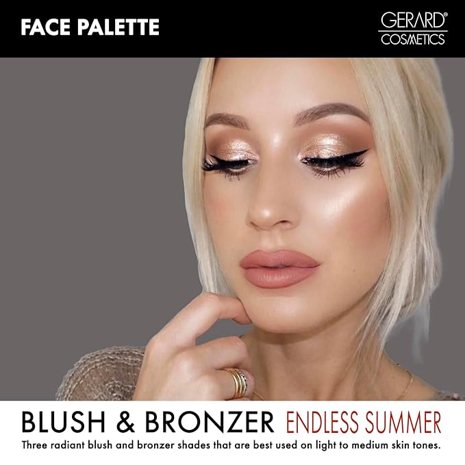 Blush and Bronzer Palette (Honeymoon) by Gerard Cosmetics | Vegan Powder Contour and Blush Makeup Palette | Professional Pigmented Formula | Cruelty Free and Made in the USA