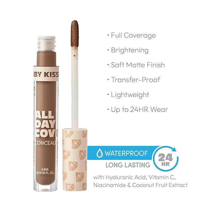 Ruby Kisses All Day Concealer Lightweight Full Coverage Multi-Use Concealer 0.13 Fl Oz (4-1 Mocha (10))