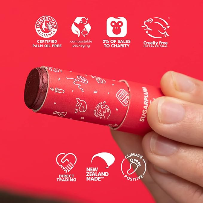 Ethique Sugarplum Nourishing Tinted Lip Balm - Plastic-Free, Vegan, Cruelty-Free, Eco-Friendly, 0.32 oz (Pack of 1)