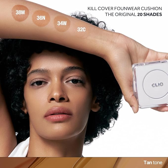CLIO Kill Cover Founwear Cushion The Original – 20 Shades, Buildable Light to Medium Coverage, Natural Finish, Korean Makeup Foundation, Long-Lasting Skin Fit, 36N HAZELNUT