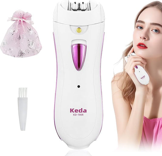 Epilator for Women, Smooth Glide Epilator for Face, Rechargeable Facial Epilator Hair Removal Face Trimmer Device with LED Light for Facial Armpit Bikini and Leg