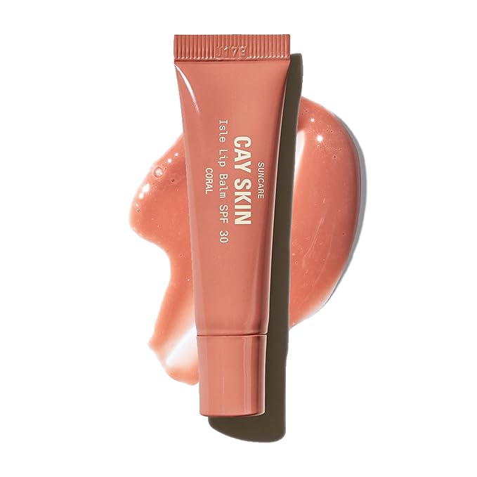Cay Skin Isle Lip Balm SPF 30 – High Shine, Hydrating, Non-Sticky Lip Gloss in Vanilla Brown Sugar Flavor – Formulated with Natural Ingredients for All Skin Tones – Coral