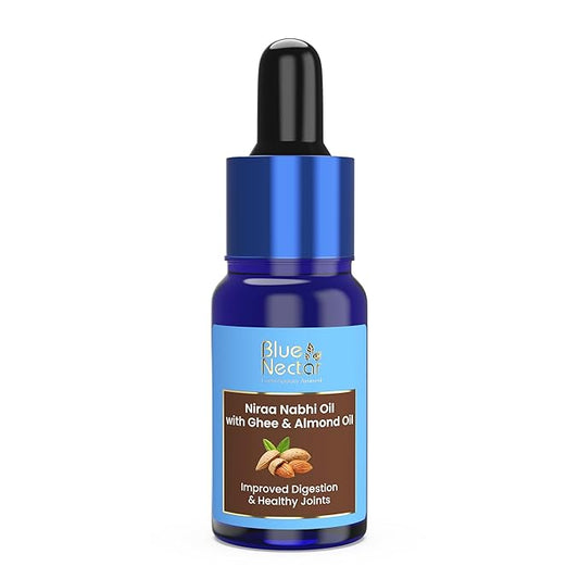 Blue Nectar Ayurveda Nabhi Oil with Ghee & Almond Oil | Natural Navel Oil for Belly Button for Digestion & Joint Health | 100% Natural & Herbal (21 Herbs, 0.33Fl Oz)