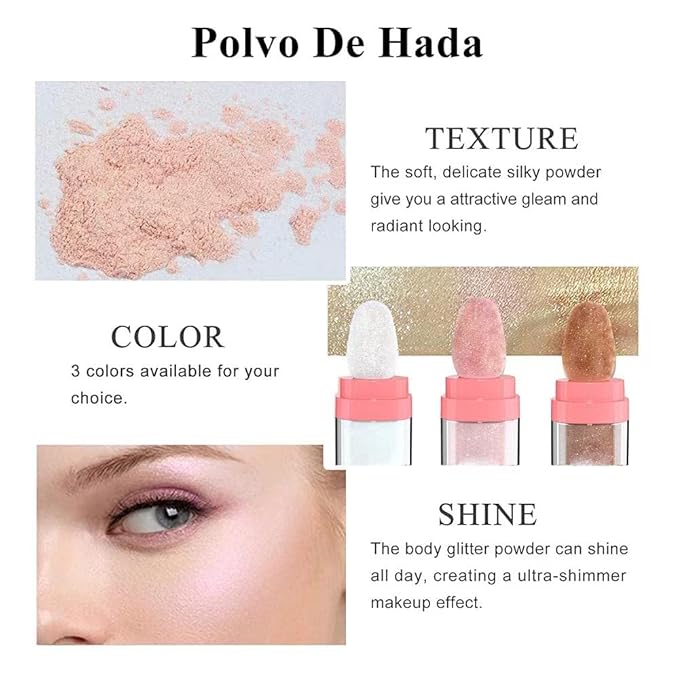 Glitter Powder Highlighter Makeup, Body Brightens the Natural Three-Dimensional Face Blusher Fairy Highlight Patting Powder. (03# Golden Brown)