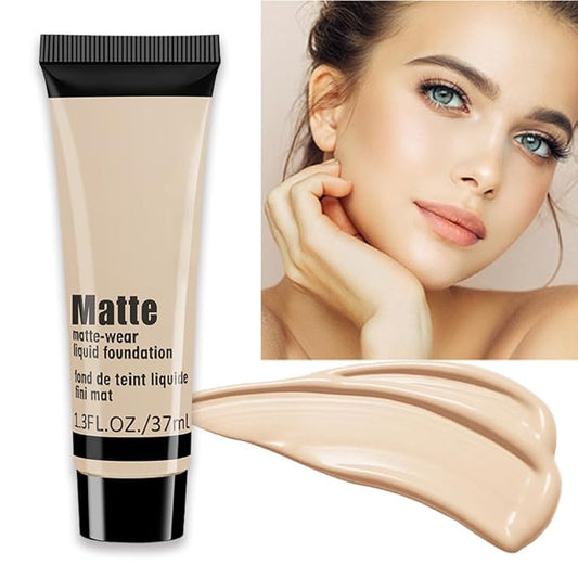 1 Pack Liquid Foundation Cream for Face Makeup,Durable Full Coverage Matte Concealer Make Up,Oil Control & Waterproof Base Primer -1 Fl.Oz (BEIGE 3#)
