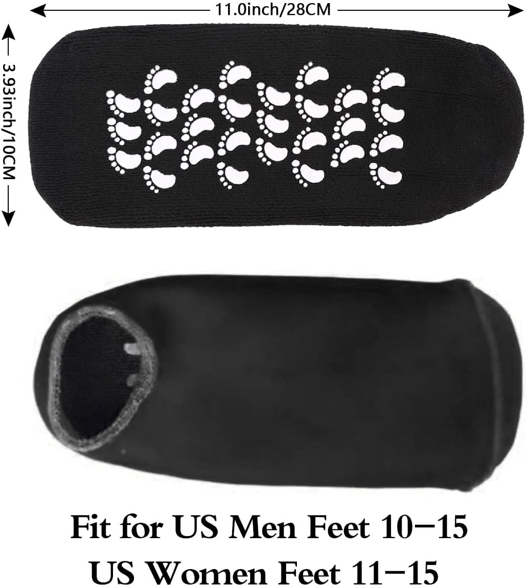 Codream Large Men's Moisturizing Gel Socks Men's Feet Care Ultimate Treatment for Dry Cracked Rough Skin on Feet Pack of 2 Pairs Black US Men 10-15