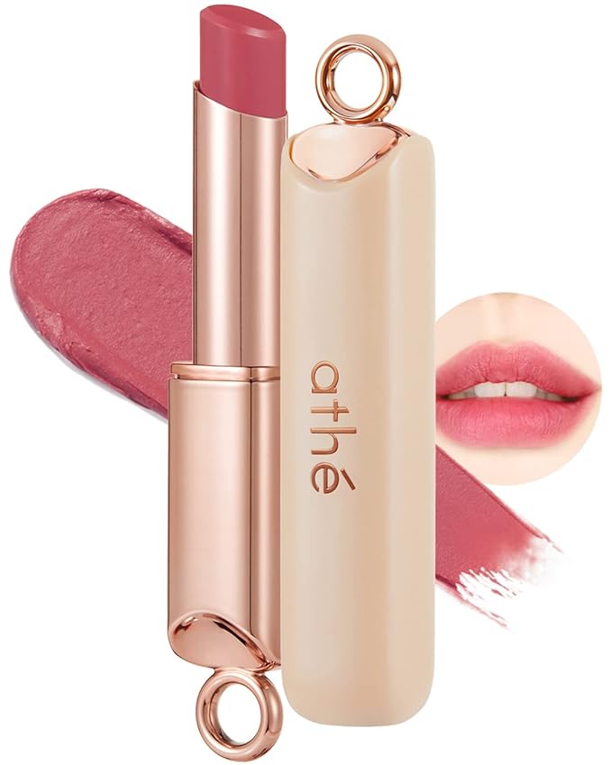 ATHÉ Authentic Airy Lip Balm 05 &JOY, Korean Vegan Color Lip Blam, Flake-Free Slim Fit Lips, Silky Powdery Finish & Air-like Blurring with Vibrant Colors, 0.11oz.