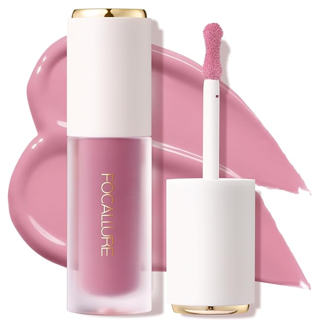 FOCALLURE Silky Cream Liquid Blush,Leaving a Matte Dewy Makeup Look,Easy to Apply and Create a Natural Flush,Long Lasting and Lightweight Cheek Blush Face Makeup,FEELING GOOD