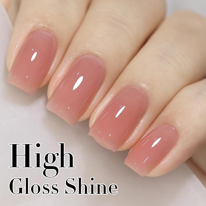 Double Rhythm 0.50 OZ Translucent Gel Polish Same Color Same Bottle Sheer Pastel Neutral Natural Milky 15 ML Jelly UV Nail Art DIY at Home (Light Pink-A1494)