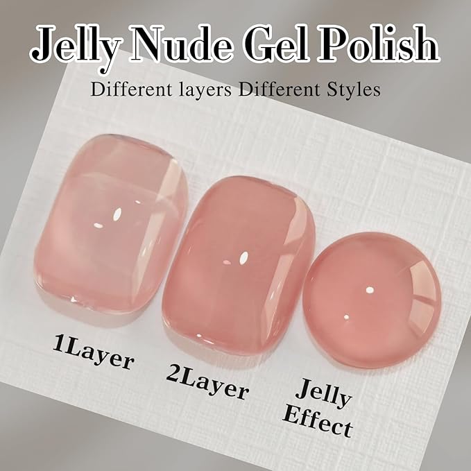 Double Rhythm 0.5Oz Translucent Gel Polish Sheer Neutral Natural Light Milky Same Color Same Bottle 15ML Jelly Nail Art DIY at Home (Skin Nude-A1370)
