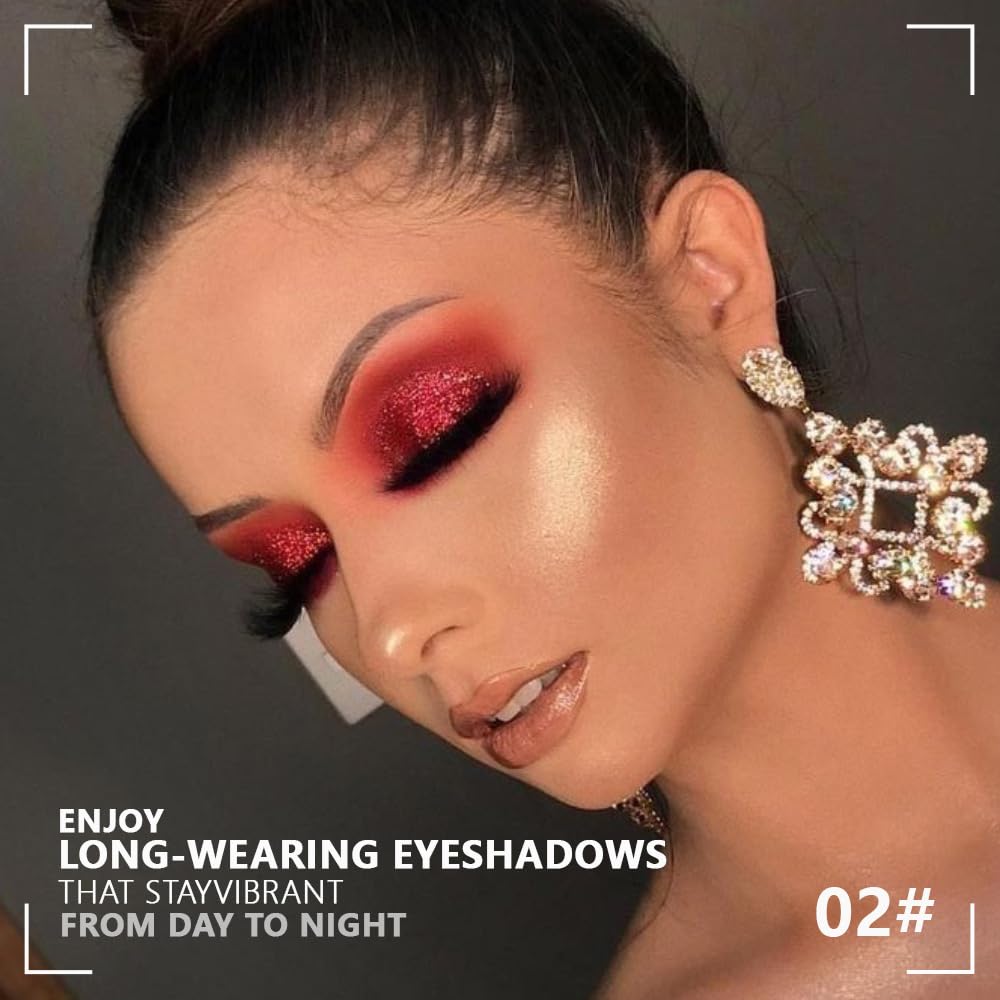 Monochrome Powder Eyeshadow Palette Makeup,Wine Red Natural Neutral Single Shimmer Eye Shadow for Older Women,Buildable Sparkly Eye Finish,Long Lasting Naturing-Looking