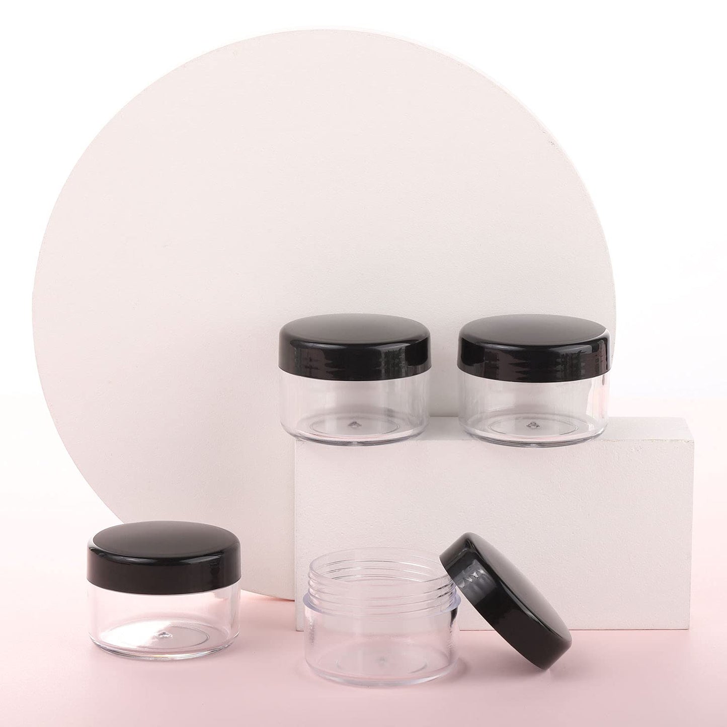 100 Count Small Sample Containers Makeup Jars 15 Gram Cosmetic Containers with Lids Black Traveling Jars Empty Bottles for Toiletries