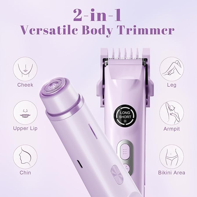 4-in-1 Waterproof Bikini Hair & Body Hair Trimmer - Rechargeable Shaver - IP7-compact for Travel， Cordless Use