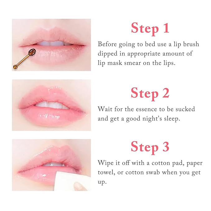 3 PCS Bee Lip Balm Honey Pot, Honey & Strawberry & Watermelon Lip Mask Overnight Moisturizing Lip Sleep Mask with Stick Hydrating & Prevention Dry and Cracked Lip Scrubs Exfoliator