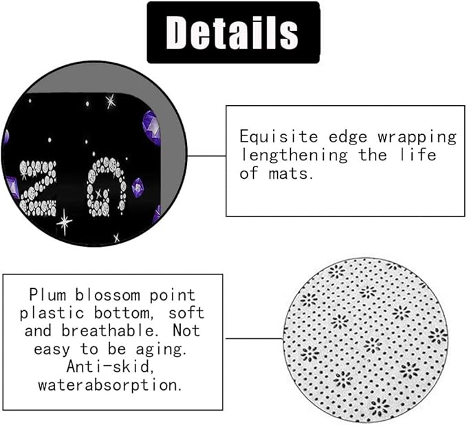 4PCS Luxury Purple Diamond Shower Curtain Set, Bling Rhinestone Gem Crystal Jewelry Teenage Girls Women Bathroom Decor, Waterproof Fabric Black Shower Curtain, Non-Slip Bath Mat Bathroom Rugs