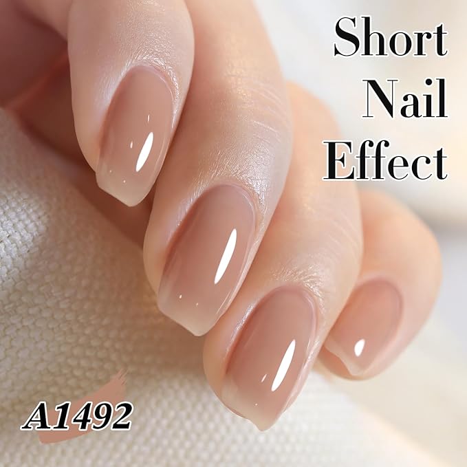 Double Rhythm Translucent Gel Polish Sheer Neutral Natural Light Milky Same Color Same Bottle 15ML Jelly UV Polish Nail Art DIY at Home (Jelly Nude Brown-A1492)