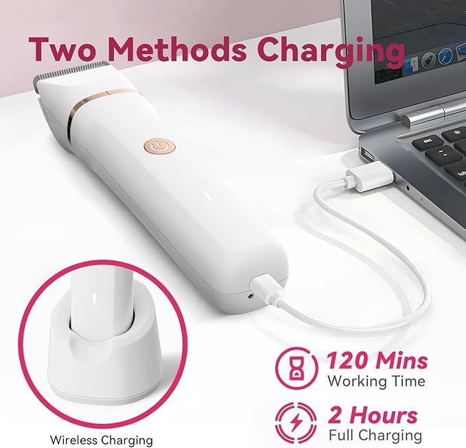 Electric Bikini Trimmer for Women - 4 in 1 Electric Razors for Women, Waterproof Pubic Hair Trimmers and Facial Hair Remover, Replaceable Shaver & Nose Hair Trimmer, Rechargeable Women's Grooming Kit