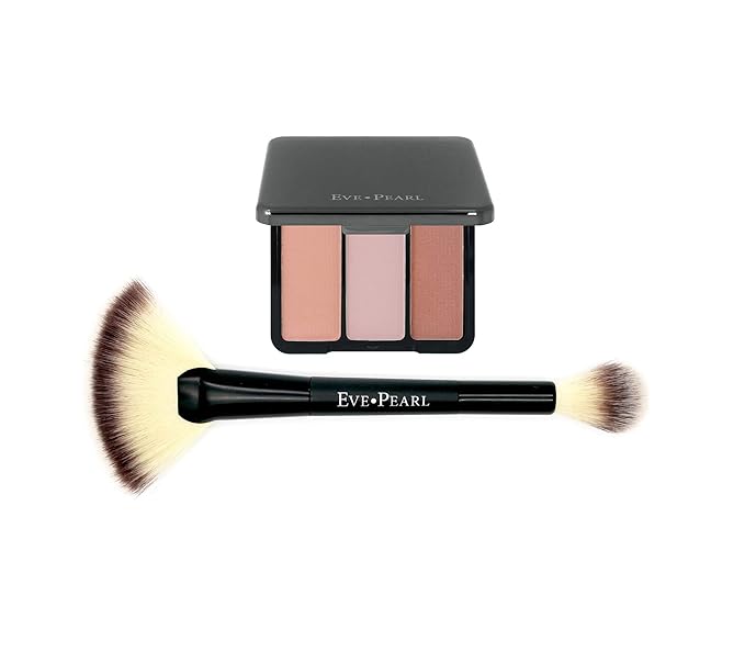 EVE PEARL Blush Trio Blush Palette Long Lasting Skincare Makeup And Dual 204 Fan Highlighter Hypoallergenic Brush Set Make up Kit- Sweet Cheeks