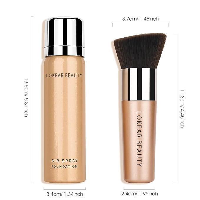AirBrush Foundation Spray, Silky Mist Foundation Spray Makeup Set with Brush, Full Coverage Foundation for Smooth Radiant Finish, Formula Breathable Lightweight Hydrating | #A06 Pearl