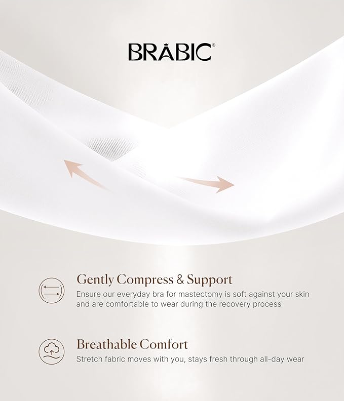 BRABIC Zip Front Closure Everyday Bra for Women Post Surgery Compression Support with Adjustable Straps Wirefree