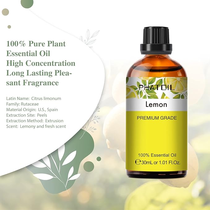 1.01FL.OZ Lemon Essential Oil, Pure Aromatherapy Essential Oils for Diffuser, Humidifier, Scented Oils for Soap, Candle, Bath Bombs Making(30ML)
