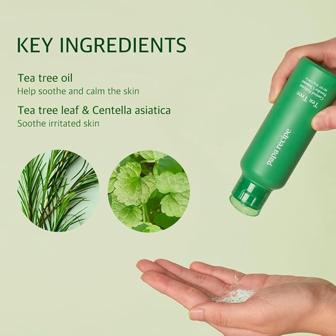Papa Recipe Tea Tree Control Enzyme Powder Cleanser - Soft Exfoliating Facial Wash for Sensitive Skin (50g, 1.72oz) - Korean Skincare for Soothing, Balancing skin's moisture and oil level